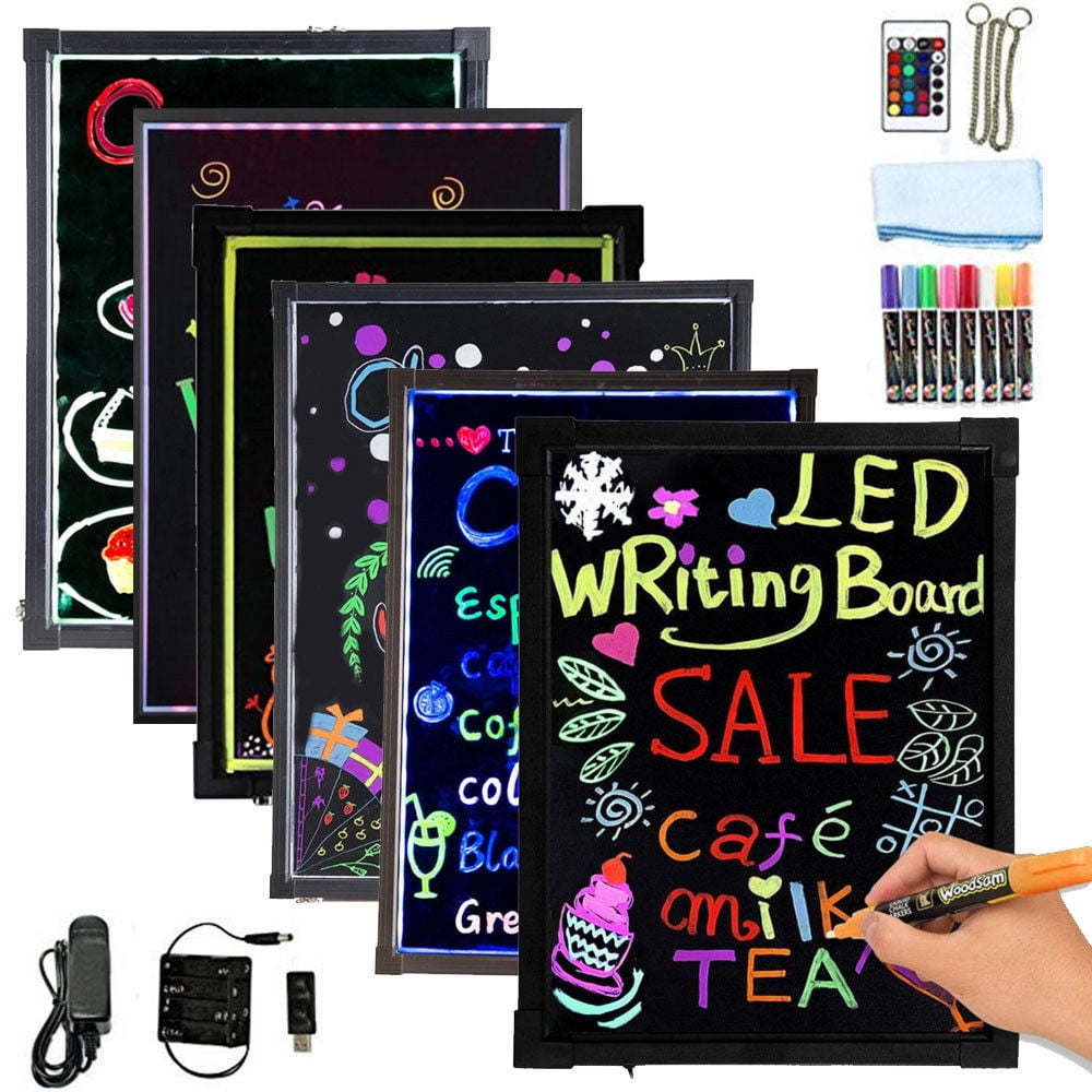 LED Writing Message Board LED Message Writing Board Flashing Illuminated Erasable Neon Sign for Shop Cafe Bar Glowing erasable Restaurant menu Sign Color : Black, Size : 30x40cm