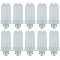 Diodesy- Pack of 10 PLT18/E/SP35K/10PK Compact Fluorescent Light Bulb, Triple U-Shaped Tube, 3500K Neutral White, PLT 4-Pin CFL Tube Lamp, 18 Watt, GX24q2 Base, 1200 Lumens, CRI80, 10000 Lifespan Hour