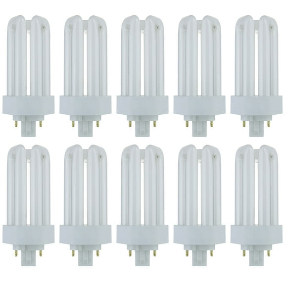 Diodesy- Pack of 10 PLT18/E/SP35K/10PK Compact Fluorescent Light Bulb, Triple U-Shaped Tube, 3500K Neutral White, PLT 4-Pin CFL Tube Lamp, 18 Watt, GX24q2 Base, 1200 Lumens, CRI80, 10000 Lifespan Hour