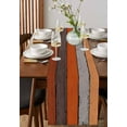 thumbnail image 2 of Orange Wooden Table Runner Cotton Linen 48 Inch Holiday Dresser Scarves, Grey Stripe Gradient Country Rustic Grain Tablerunner for Kitchen Coffee Dining Bedroom Dinner Scarf Décor 13''x48'', 2 of 7