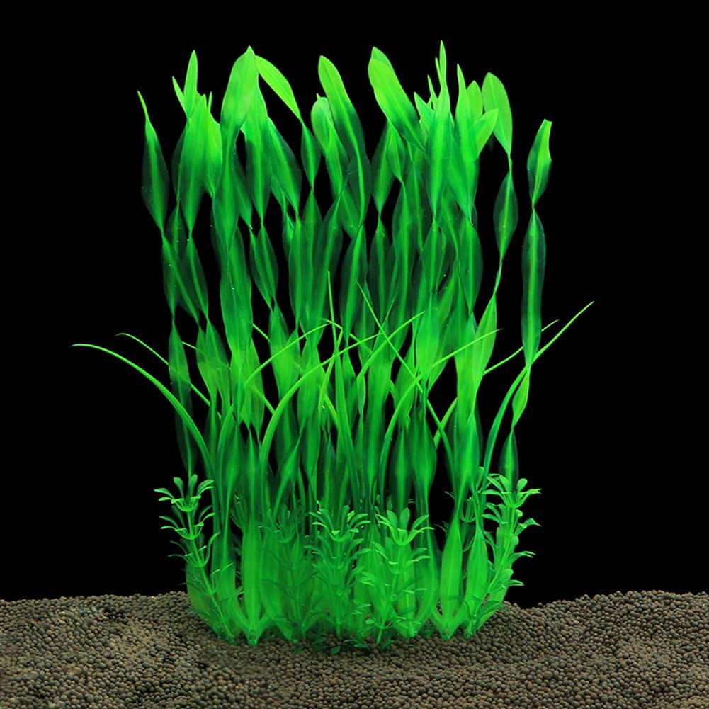 Red/Green Manmade Plastic Plant for Fish Tank 14.2-Inch Height 