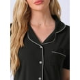 thumbnail image 5 of INSPIRE CHIC Women's Pajama Set Button Down Soft Short Sleeve Sleepwear Long Pants 2 Piece Lounge Set S Black, 5 of 6