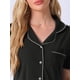 thumbnail image 5 of Conjunto de pijama para mujer INSPIRE CHIC, con botones, suave, de manga corta, ropa de dormir, pantalones largos, conjunto de 2 piezas, 2XL, negro, 5 of 6