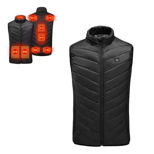 Chaleco calefactor para hombres y mujeres Chaleco térmico lavable con diferentes niveles de calor. Negro