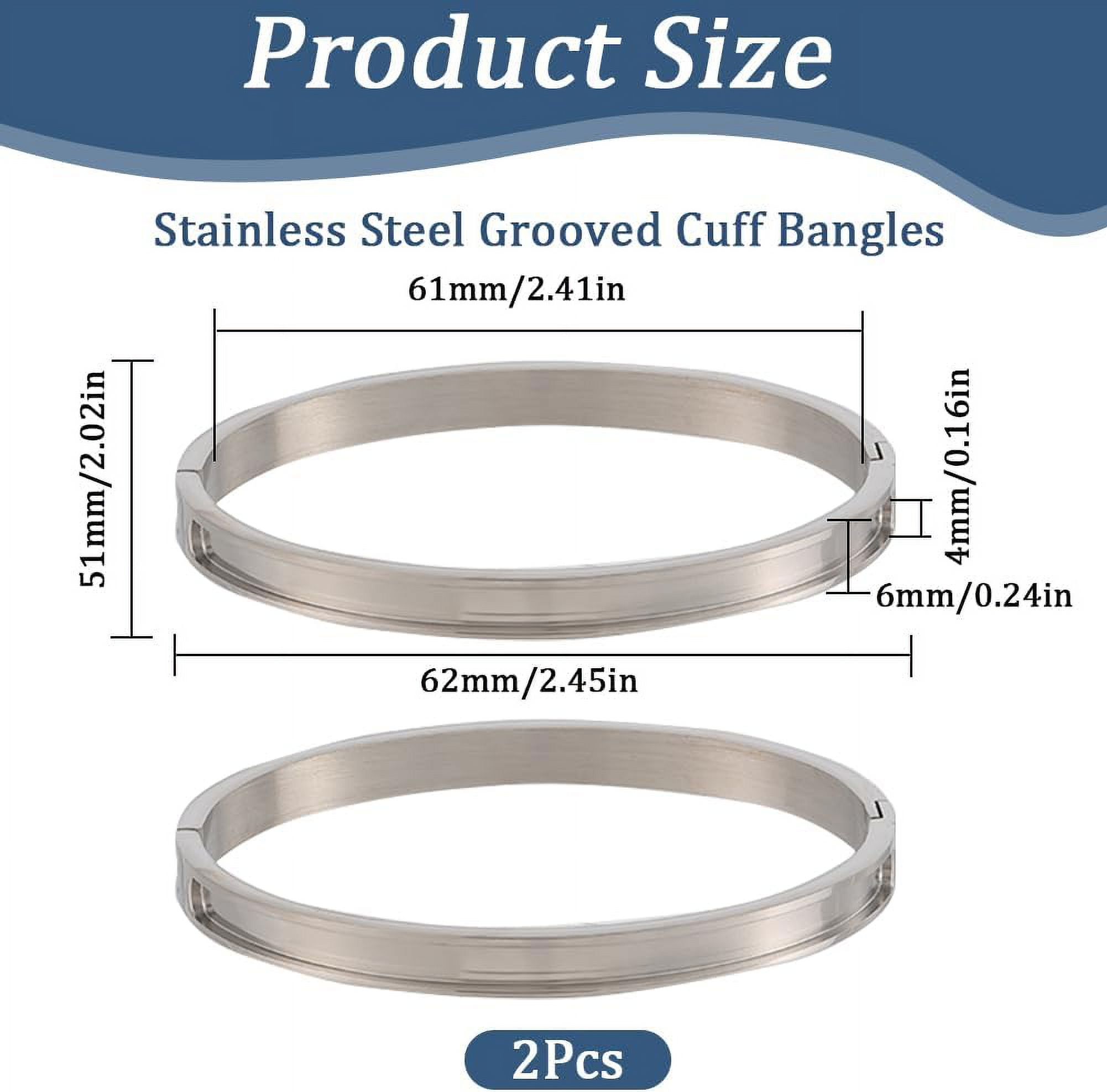 1 Box 2Pcs Bracelet Blanks Stainless Steel Hinged Bracelets Blank