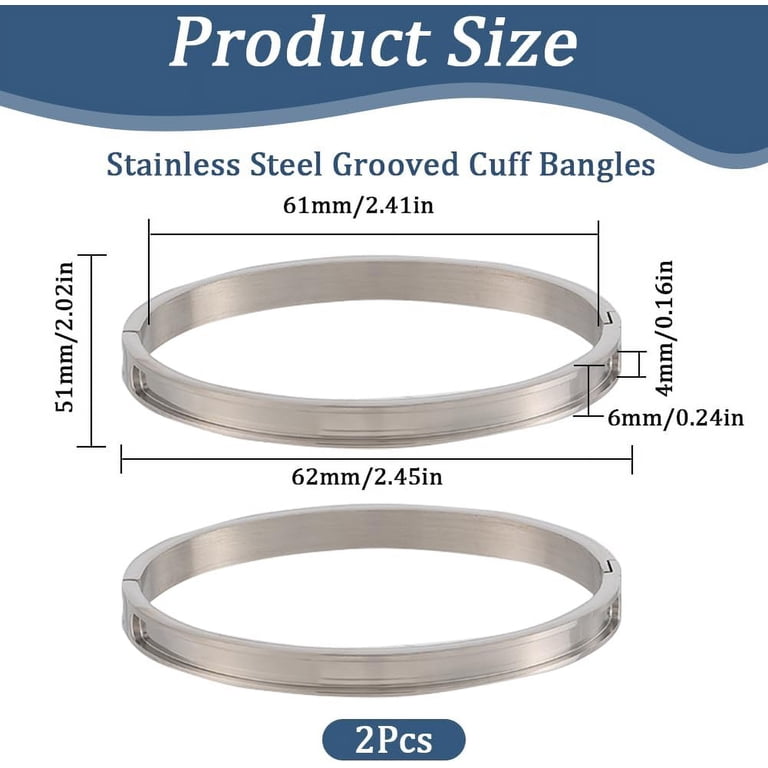 1 Box 2Pcs Bracelet Blanks Stainless Steel Hinged Bracelets Blank