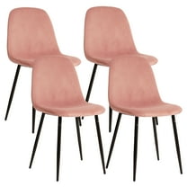 Modern Velvet Chairs with Metal Legs,  Set of 4, Pink