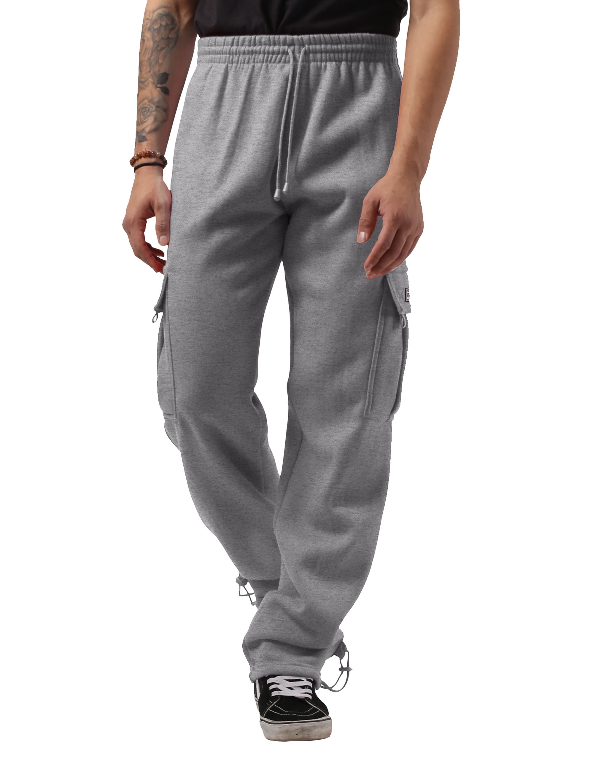 Hat and Beyond Men's Heavyweight Fleece Cargo Sweatpants with Multi