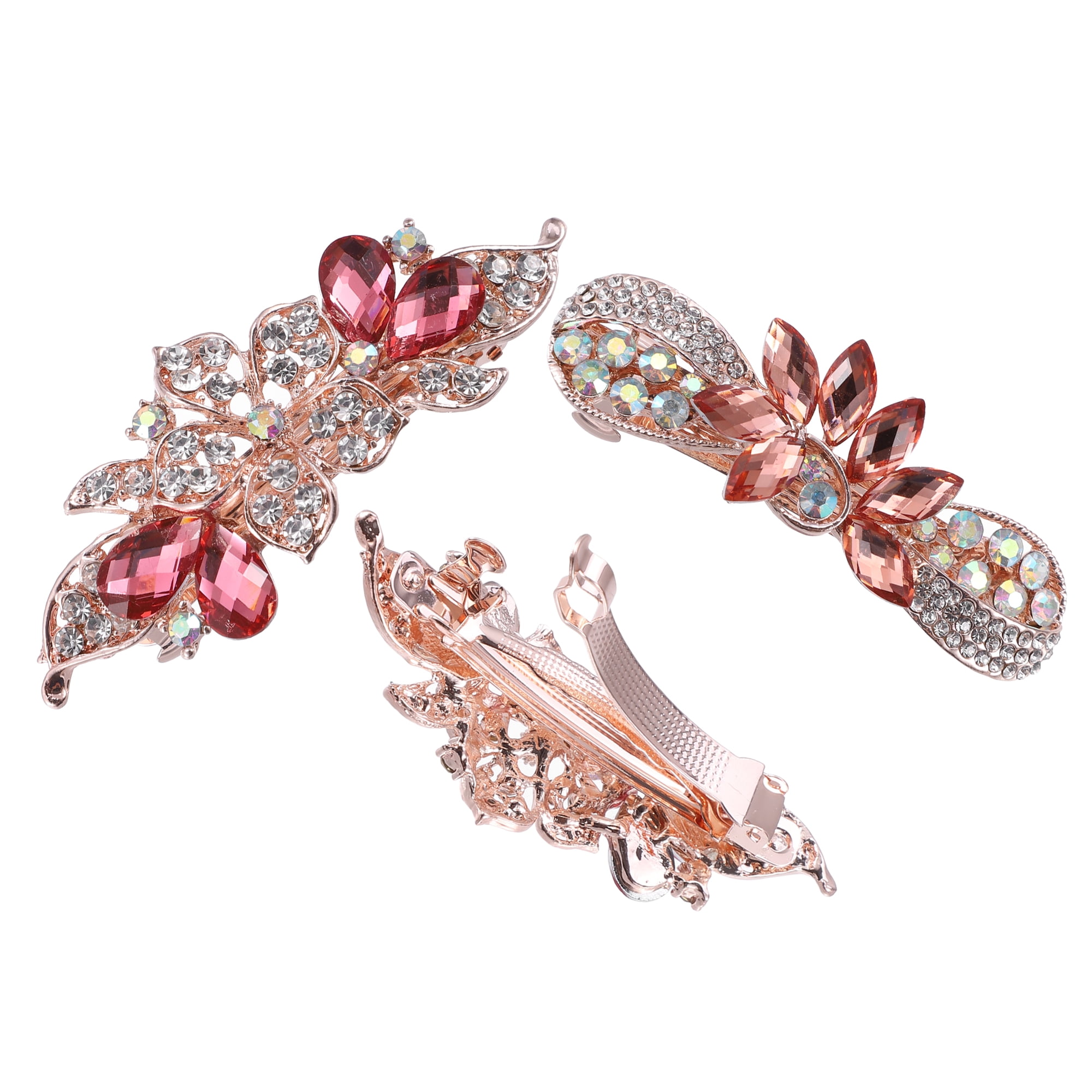 Unique Bargains 3Pcs Hair Barrettes Hair Accessories Sparkly Glitter Rhinestones