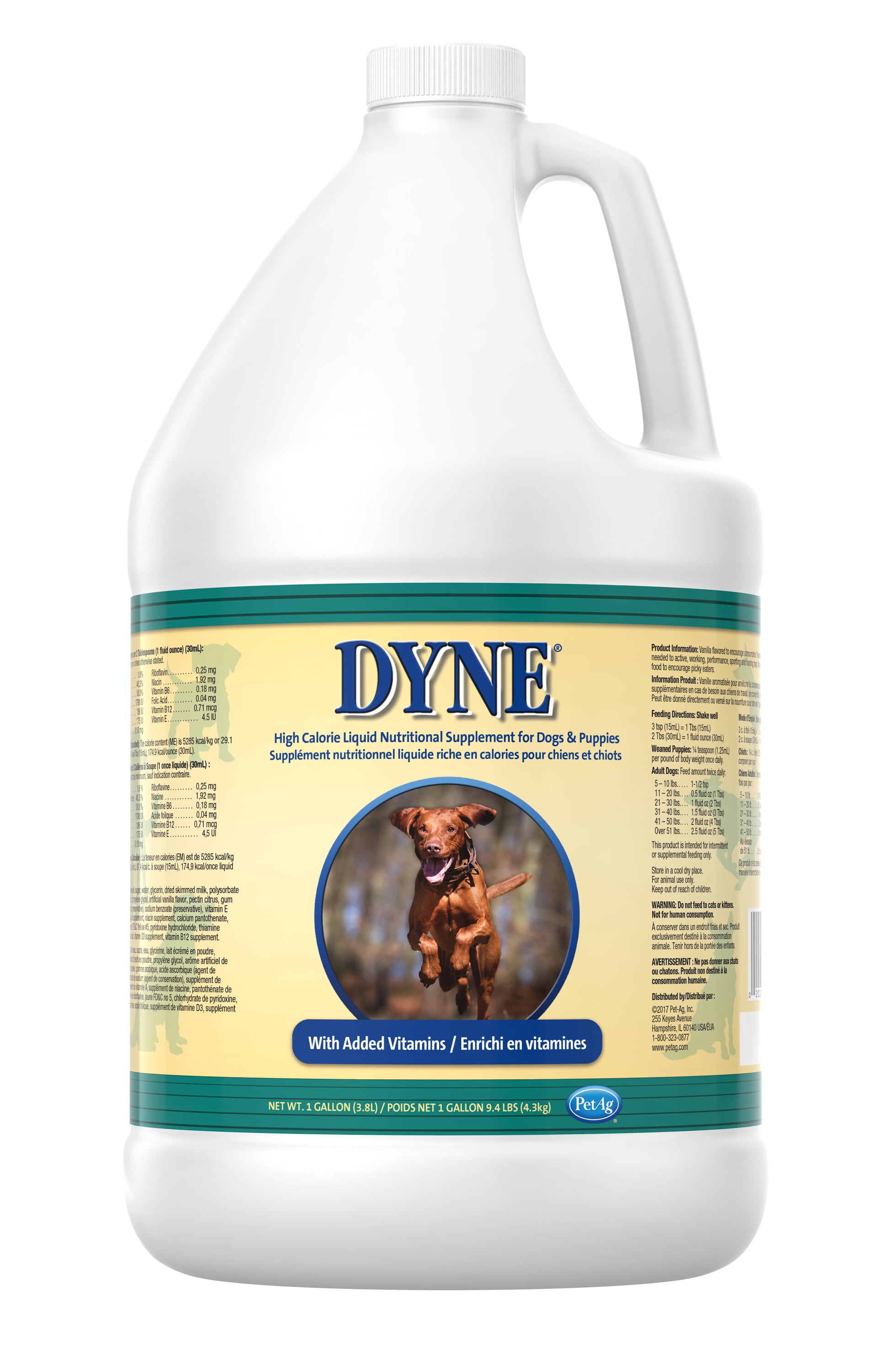 PetAg Dyne High-Calorie Liquid Supplement Dogs & Puppies - Energy, Vitamins, & Extra Nutrition for Pets - 128 Fl Oz (1 Gallon) - Walmart.com
