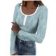 thumbnail image 4 of HongQid Women's Long Sleeve Shirts Casual Fall Henley Top Button Down Blouses Basic Ribbed Knit T Shirts, 4 of 6