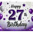 thumbnail image 4 of Purple Themed 27th Birthday Banner with Balloons Stars and Confetti Background Party Supplies Photography Props Birthday Decoration Birthday Party Decorations, 4 of 7