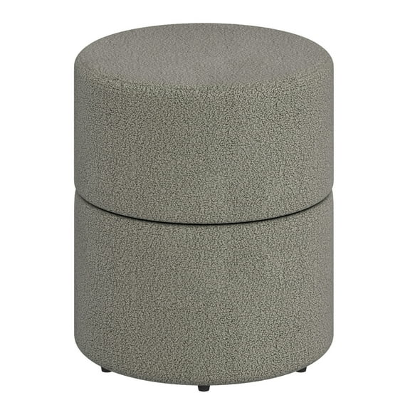 Inspire Modern Boucle Fabric Round Ottoman Grey