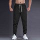 thumbnail image 4 of Ceisia Men Solid Color Loose Casual Pants Elastic Waist Drawstring Sports Gift Work Trousers, 4 of 5