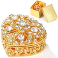 thumbnail image 7 of Wedding Arras Box, Gold Heart Shaped Box with Decorative Rhinestone Crystals, Rhinestone Metal Jewelry Box, 2.5 x 2.5 x 1.5 in Wedding Accessories Keepsake for Ceremony, 7 of 7