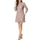thumbnail image 4 of Vestido mini casual de encaje floral con volantes y cuello redondo de manga larga para mujer INSPIRE CHIC en gris y rosa, 4 of 8