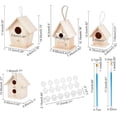 thumbnail image 5 of DIY Wooden Birdhouse Kit Arts Hanging Bird House Set Include 4 Pcs Unfinished Paintable Wood Birdhouse 4 Pcs Paint Brushes 2 Pcs 6-Pot Mini Empty Paint Cups for Arts & DIY Crafts Making 1set, 5 of 6