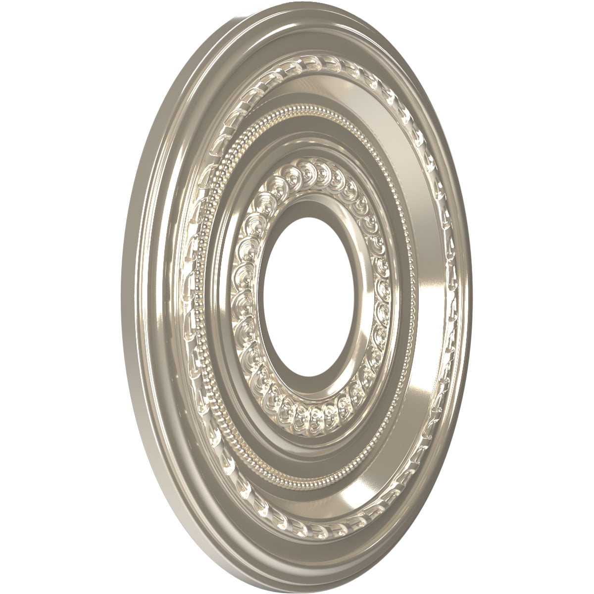Ekena Millwork 13"OD x 3 1/2"ID x 3/4"P Cole Thermoformed PVC Ceiling Medallion (Fits Canopies up to 4 1/4"), Bright Coat Chrome