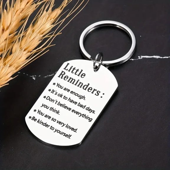 Little Reminders Positive Affirmations Stainless Steel Keychain Inspirational Mental Health Encouragement Key Ring