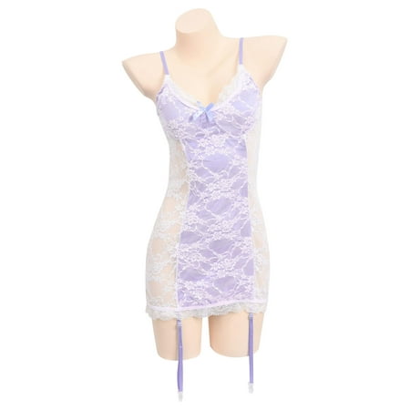 

Skksst Women Babydoll Satin Nightdress Bralette Lace Lingerie Sleepwear Gown