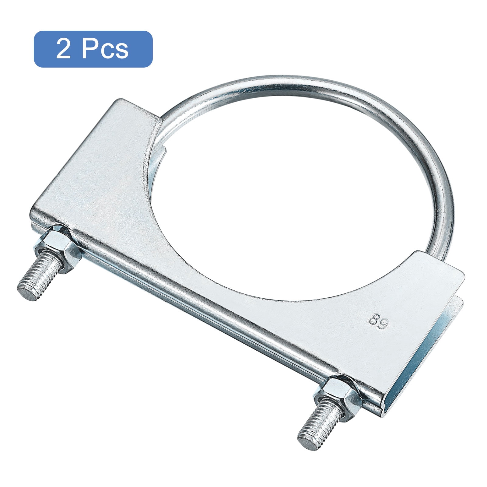 Muffler U-Bolt Clamps for 89mm Diameter Pipe, 2 Pack Saddle Type U-bolt Clamps