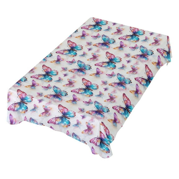 JSTEL Rainbow Butterfly Table Cloth Rectangle 54 x 72 Inch Tablecloth Anti Wrinkle Table Cover for Dining Kitchen Parties