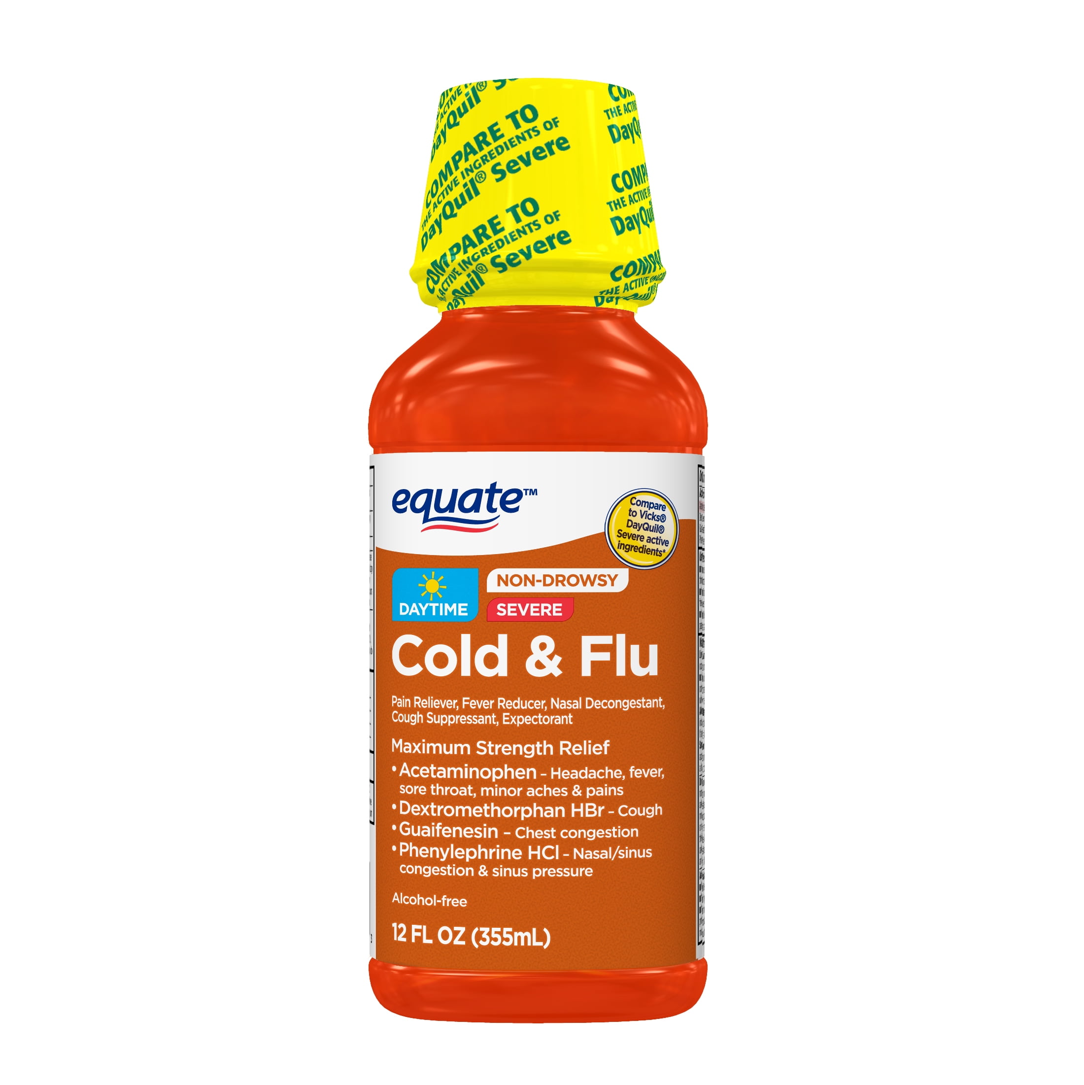 Equate Severe Daytime Cold and Flu Relief, Original Flavor Liquid, 12 Fl. Oz