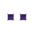 thumbnail image 3 of 1.5 Ct Princess Cut Studs Purple Natural Amethyst 18K Yellow Solid Solid Gold Everyday Dainty Earrings Push Back, 3 of 7