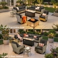 thumbnail image 3 of Ovios 11 Pieces Patio Furniture Set All-Weather Wicker Outdoor Sectional with 54" Fire Pit, Swivel Chairs & Solar Table, 3 of 11