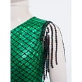 thumbnail image 4 of Sholeno Girls Sleeveless Tassel Latin Dance Dress Fish Scale Metallic Bodysuit Sequin Fringe Skirted Leotard Green 6, 4 of 7