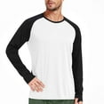 thumbnail image 2 of APEXFWDT Men's Raglan Sleeve Athletic Workout T-Shirt Colorblock Long Sleeve Quick-Dry Breathable Top with Thumb Holes, for Outdoor Sports,XXL,White, 2 of 6