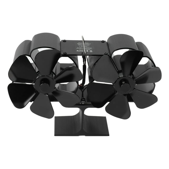 Ventilador de Chimenea ANGGREK Alimentado Por Calor 6 Aspas 25db Doble Cabeza Aleación de Aluminio Negro