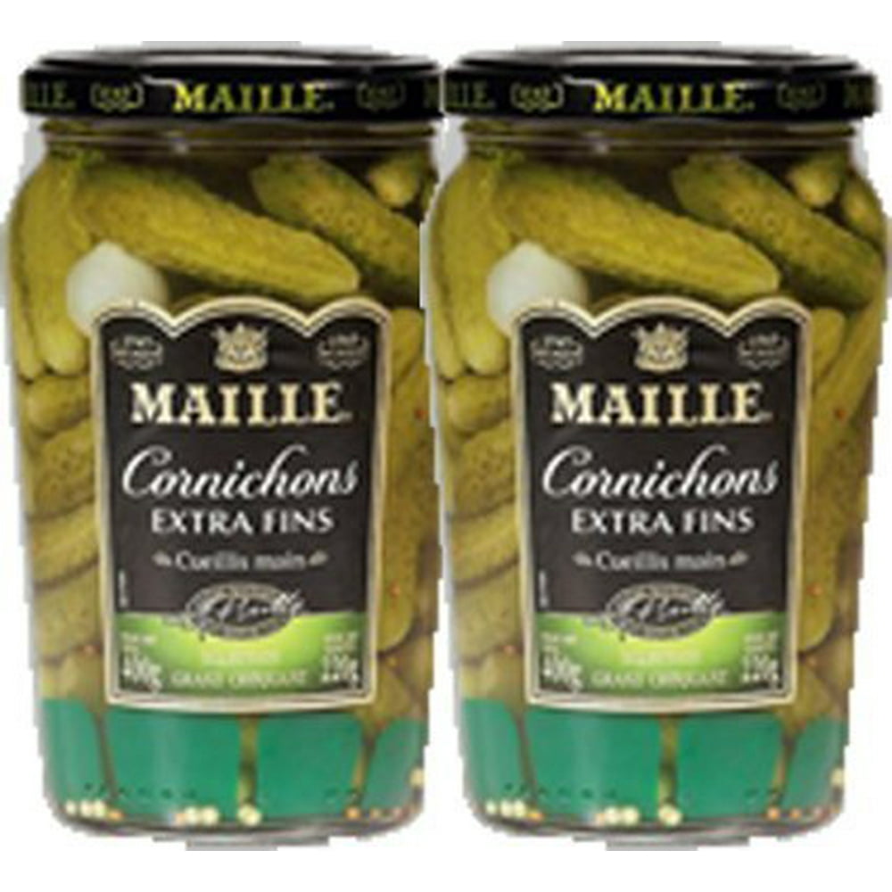 French Extra Fine Gherkins MailleCornichons Extra Fins2 Jar Pack by Maille