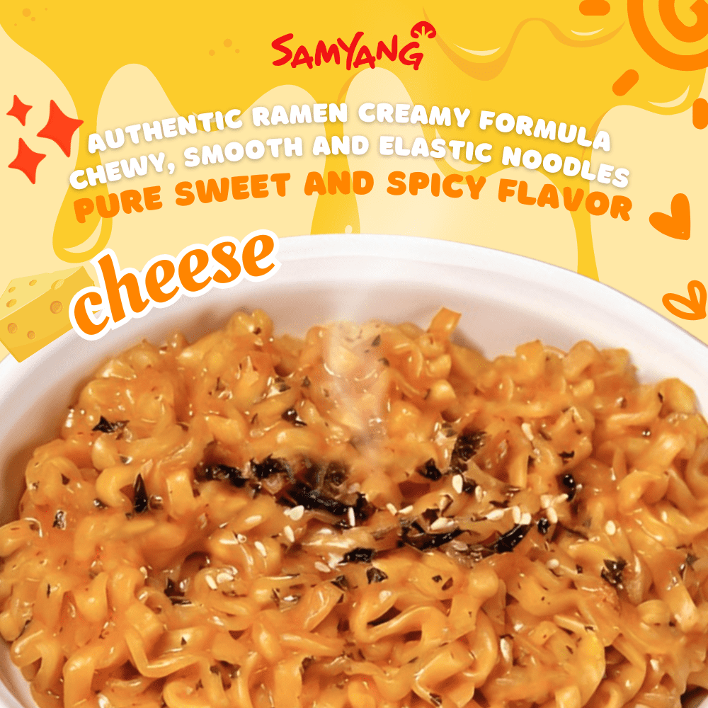 SAMYANG Buldak Carbonara + Cheese Spicy Chicken Flavor Ramen, Stir Fried Instant Noodle 10-PACK 4.94oz (140 g)
