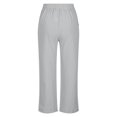 thumbnail image 6 of Lenpel Women's Cotton Linen Pants Elastic High Waisted Drawstring Straight Leg Casual Trousers Lightweight Lounge Pants, 6 of 6