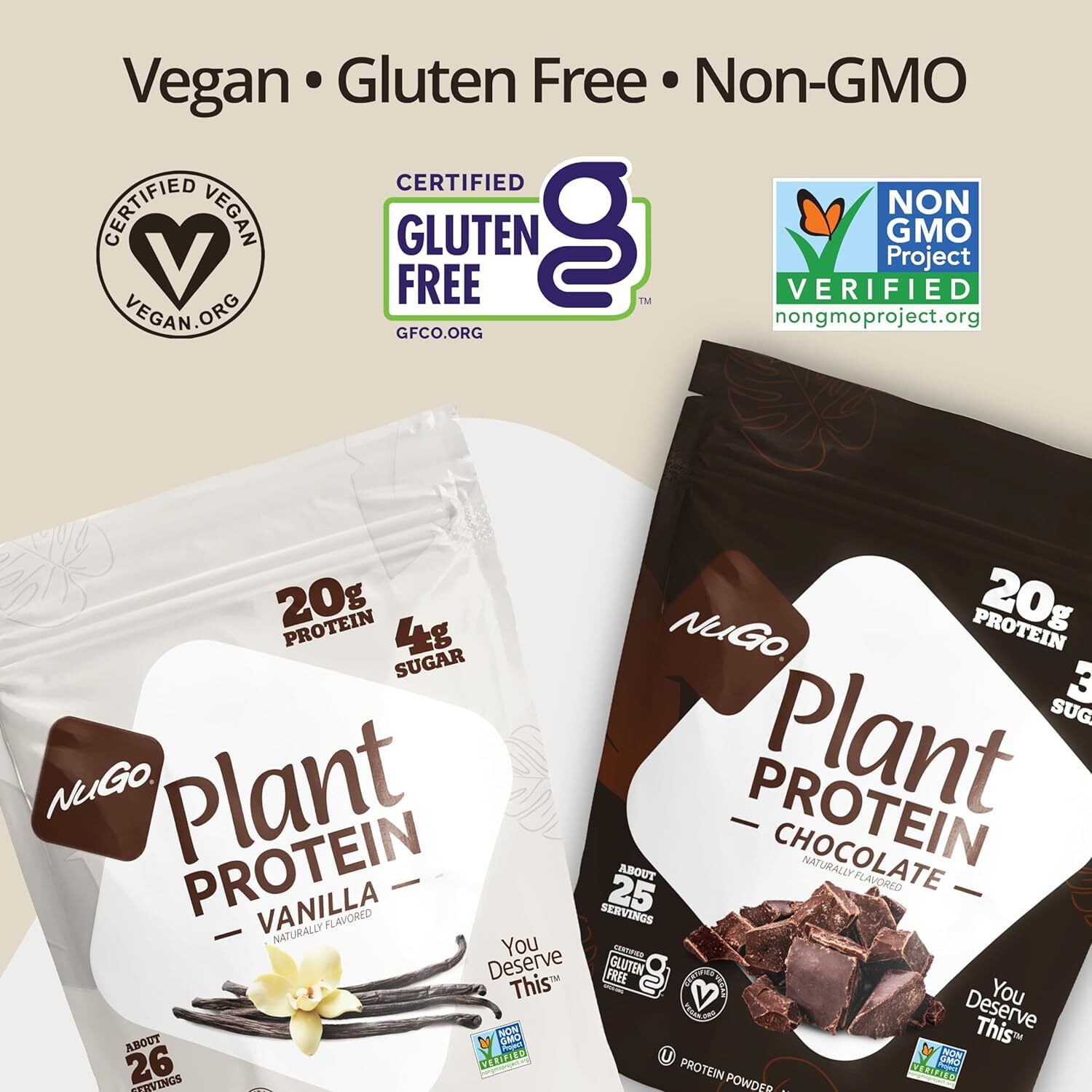 NuGo Plant Protein Powder Vanilla 20g Vegan Pea Protein Gluten Free 2 lbs