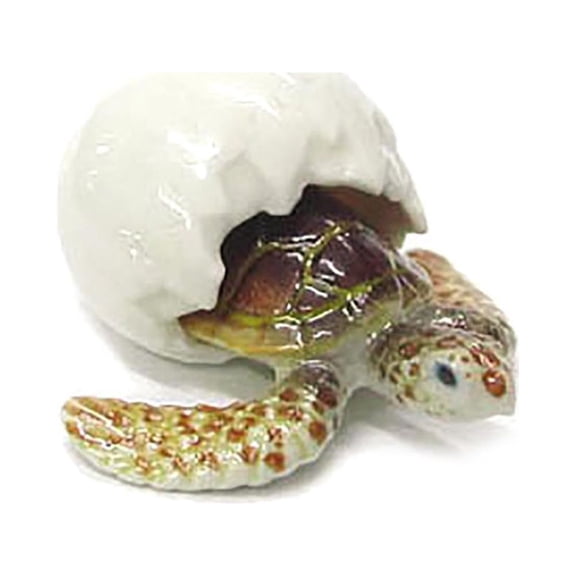 Northern Rose Loggerhead Sea Turtle Hatching - Hand-painted Home Decor Reptile Decorative Figurine - Miniature Porcelain Figurine