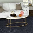 thumbnail image 4 of Evelyn&Zoe Francesca 42" Wide Oval Coffee Table with Faux Marble Top, Brass/Faux Marble, 4 of 7