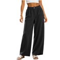 thumbnail image 2 of Women Corduroy Pants Business Casual Slacks Elastic High Waisted Straight Wide Leg Pleated Pockets Work Office Clothes Dressy Spring Bottoms, 2 of 6