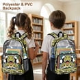 thumbnail image 4 of COEQINE Clear Backpack 17 Inch Transparent PVC & Polyester Backpack, Heavy Duty Lightweight Travel Daypack, Large Capacity Bookbag Work Bag for Boys Kids Men, Dinosaur Camo Green, 4 of 7