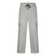 thumbnail image 4 of Qgtaibl Baggy Cargo Pants for Men Casual Elastic Waist Wide Leg Athletic Pant Outdoor Multi-Pockets Running Hiking Joggers Gray (Mens M), 4 of 6