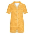 thumbnail image 4 of Womens Pyjamas Set 2 Pcs Short Button Down PJs Comfy Classic Soft Loungewear Soft Nightwear Cute Summer Sleepwear Gifts for Women Yellow L, 4 of 4