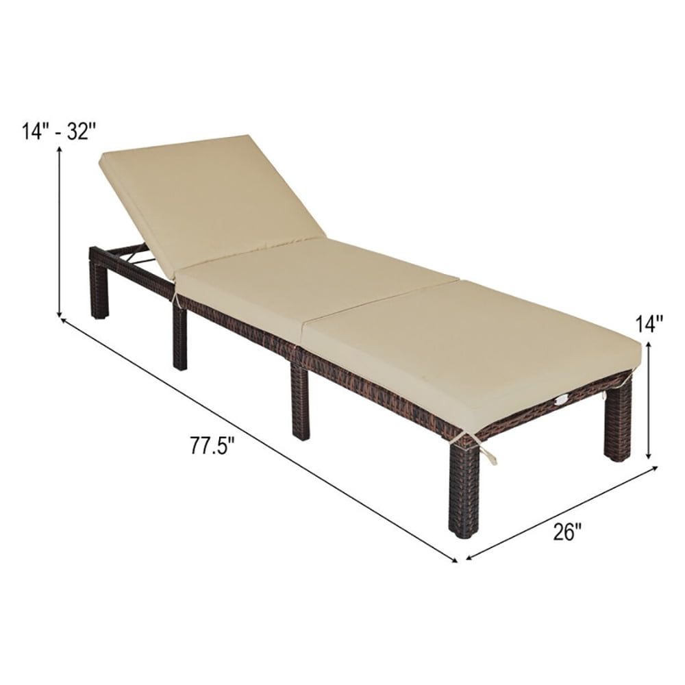Aimee Lii Outdoor Rattan Adjustable Cushioned Chaise, Patio Loungers, Light Brown