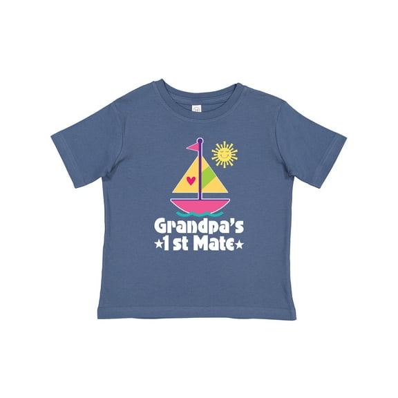 Inktastic Grandpas First Mate Girls Pink Sailboat Girls Baby T-Shirt
