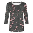 thumbnail image 4 of VBTAPA Women's Casual 3/4 Sleeve T-Shirts Round Neck Cute Tunic Tops Basic Tees Blouses Business Work Tee Top Big Sales Today Multicolor XXXXL, 4 of 6