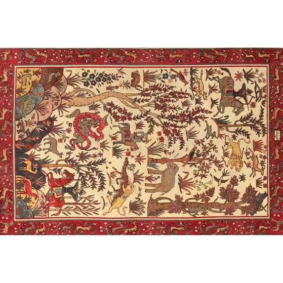 Ahgly Company Machine Washable Indoor Rectangle Traditional Tomato Red Area Rugs, 4' x 6'