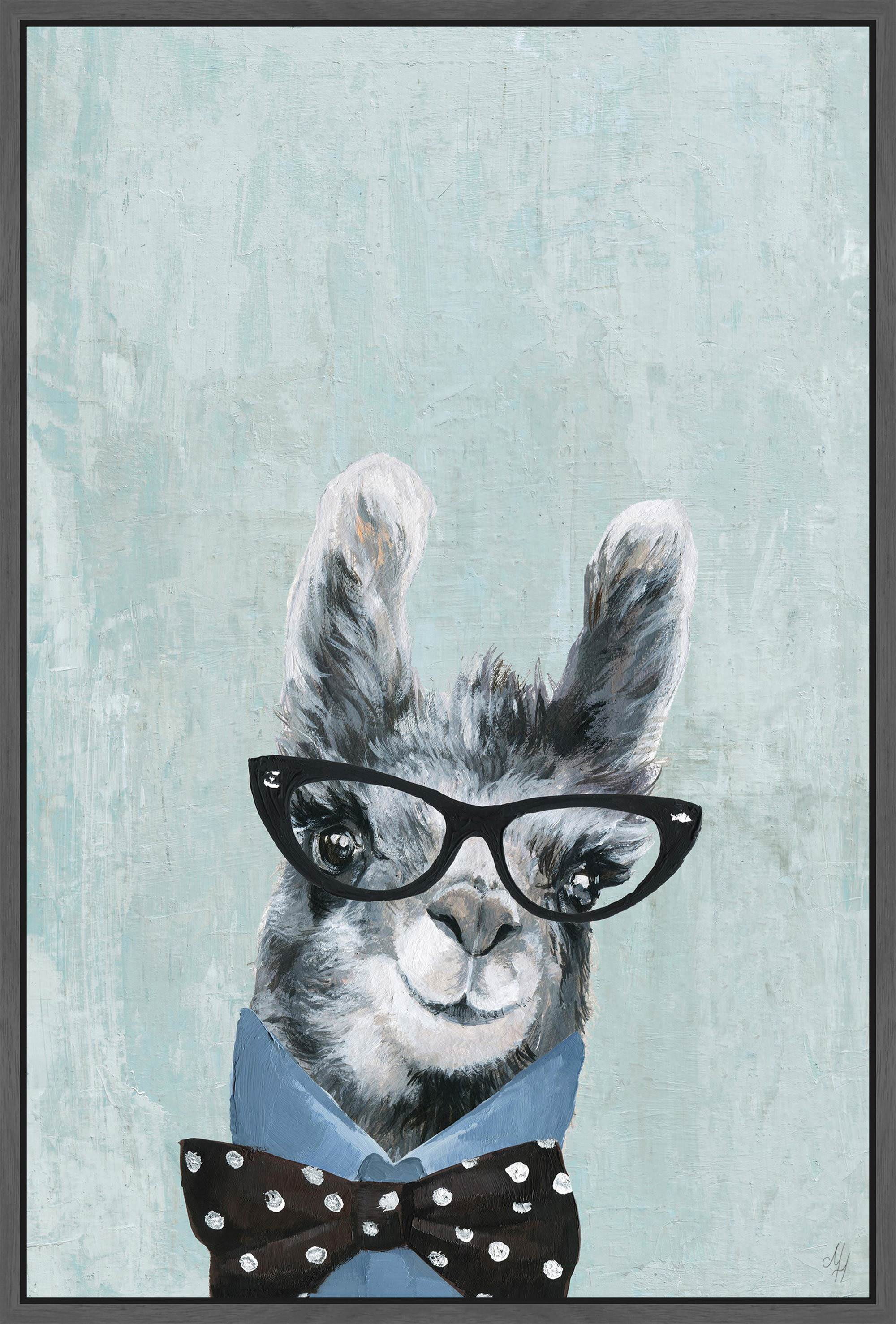 Llama with a Bow II Floater Framed Painting Print on Canvas