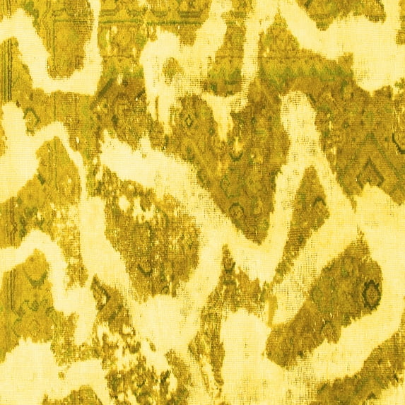 Ahgly Company Indoor Square Abstract Yellow Modern Area Rugs, 4' Square