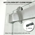 thumbnail image 2 of MCOCOD 62 to 67 in. W x 76 in. H Frameless Double Sliding Shower Door with Soft-Closing, 3/8" (10 mm) Clear Tempered Glass, Waterproof Bathroom Alcove Shower Doors, Brushed Nickel Finish, 2 of 9
