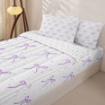 thumbnail image 3 of Homewish Purple Bow Zipper Full Size Comforter Sets with Fitted Sheet and 2 Pillowcases For Bowtie Girl,Bowknot Zipper Bedding Set,Dreamy Princess Style Bows,Reversible,4-Piece, 3 of 7